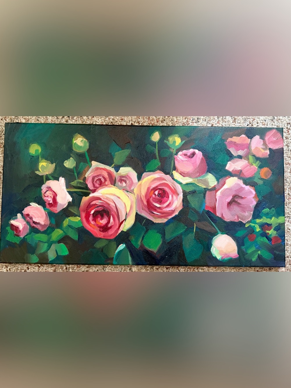 «Blush Garden», 10 x 20, original oil painting on canvas